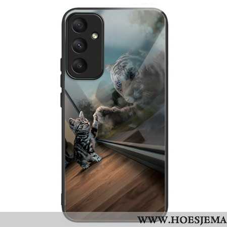 Cover Hoesje Samsung Galaxy A55 5g Telefoonhoesje Kattenspiegel Van Gehard Glas