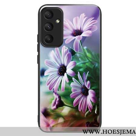 Hoesje Samsung Galaxy A55 5g Paarse Chrysant Gehard Glas Bescherming Hoesje