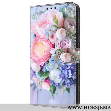 Leren Hoesje Samsung Galaxy A55 5g Kleurrijke Bloemen Bescherming Hoesje