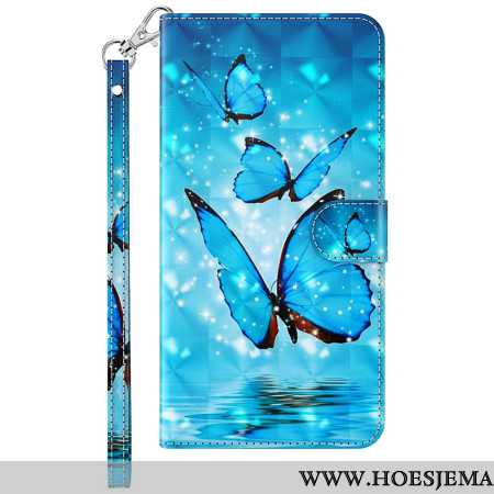 Bescherming Hoesje Samsung Galaxy A55 5g Blauwe Vlinders Met Riem