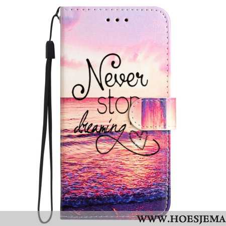 Leren Hoesje Samsung Galaxy S24 5g Midnight Never Stop Dreaming Met Riem