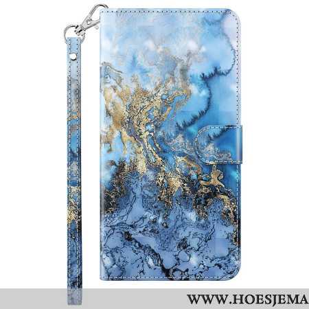 Flip Case Leren Samsung Galaxy S24 5g Gestileerde Marmeren Band