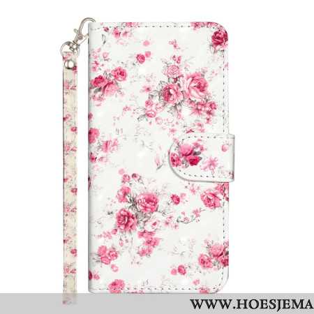 Leren Hoesje Samsung Galaxy S24 5g Rozen Met Riempje Bescherming Hoesje