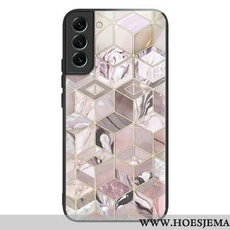 Hoesje Samsung Galaxy S24 5g Blok Marmer Gehard Glas Bescherming Hoesje