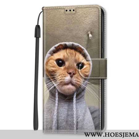 Flip Case Leren Samsung Galaxy S24 5g Yo Kat Met Draagkoord