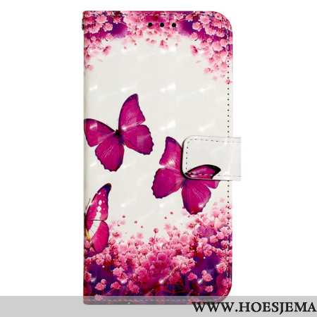 Leren Hoesje Samsung Galaxy S24 5g Rode Vlinders Met Riem