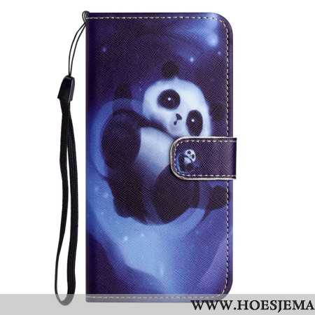 Folio-hoesje Samsung Galaxy S24 5g Telefoonhoesje Panda Space Met Riem