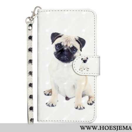 Flip Case Leren Samsung Galaxy S24 5g Kleine Mopshond Met Draagkoord