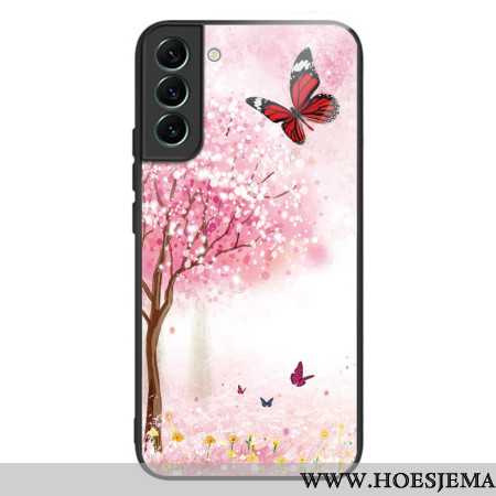 Case Hoesje Samsung Galaxy S24 5g Telefoonhoesje Kersenbloesems Van Gehard Glas