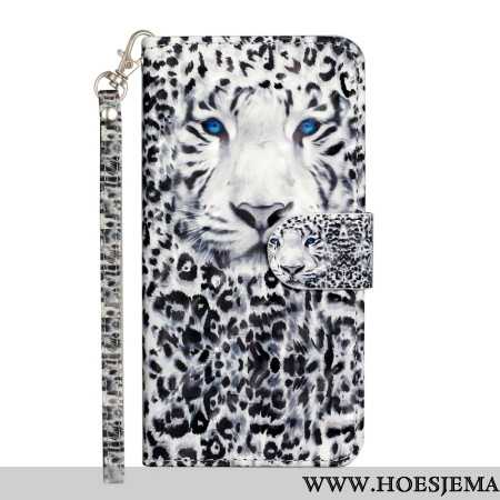 Leren Hoesje Voor Samsung Galaxy S24 5g Luipaard Met Koord