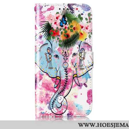 Leren Hoesje Samsung Galaxy S24 5g Bloemenolifant Met Riem Bescherming Hoesje