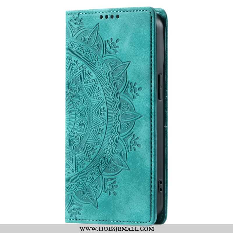 Leren Hoesje Voor Samsung Galaxy S24 5g Discrete Mandala Met Riempje