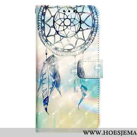 Leren Hoesje Samsung Galaxy S24 5g Blauwe Aquarel Dromenvanger Bescherming Hoesje