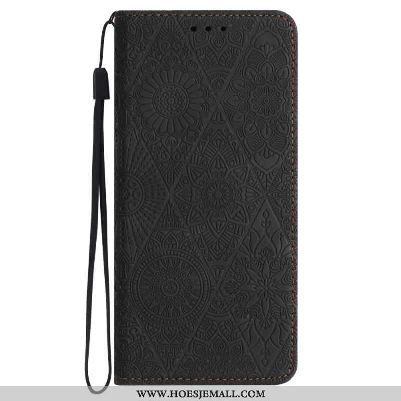 Folio-hoesje Samsung Galaxy S24 5g Tapestry-stijl Met Riem