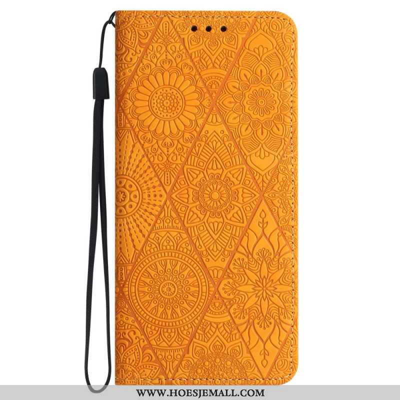 Folio-hoesje Samsung Galaxy S24 5g Tapestry-stijl Met Riem