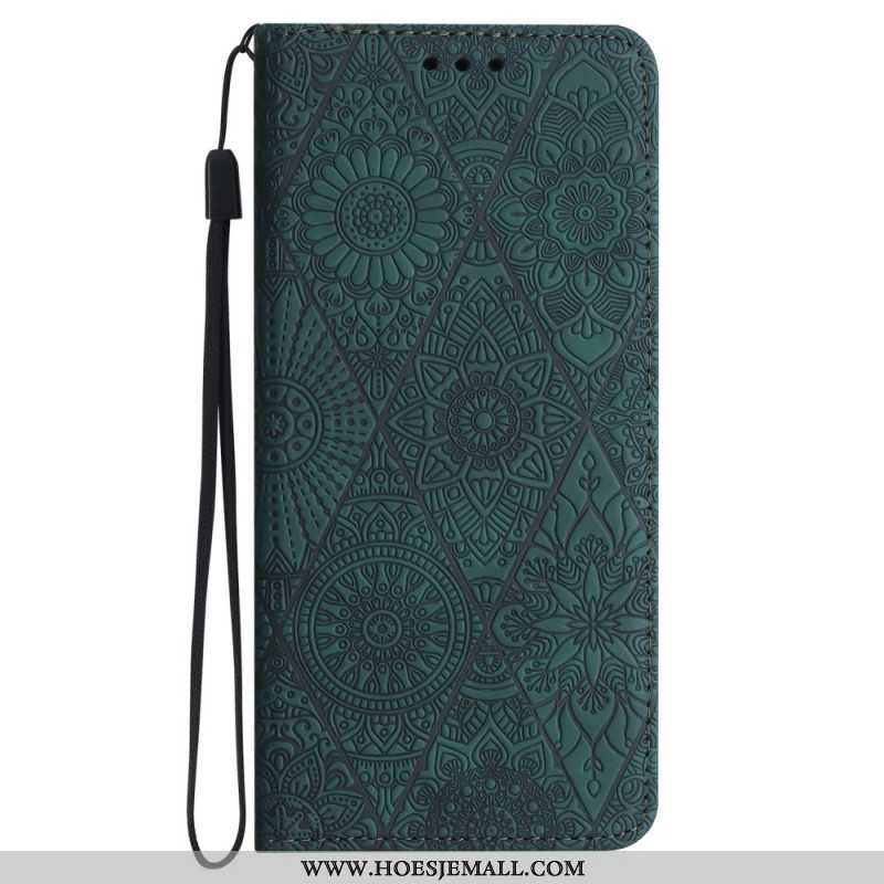 Folio-hoesje Samsung Galaxy S24 5g Tapestry-stijl Met Riem