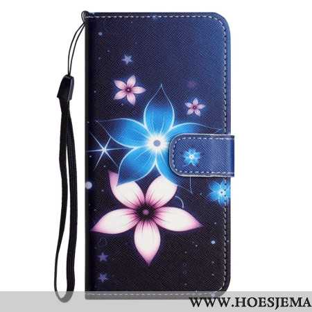 Folio-hoesje Samsung Galaxy S24 5g Maanbloemen Met Riempje