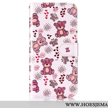 Leren Hoesje Samsung Galaxy S24 5g Kleine Teddyberen Met Riem Bescherming Hoesje