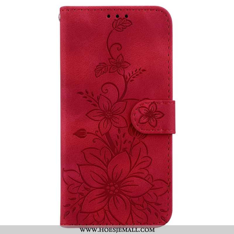 Leren Hoesje Samsung Galaxy S24 5g Bandje Bloemen Bescherming Hoesje