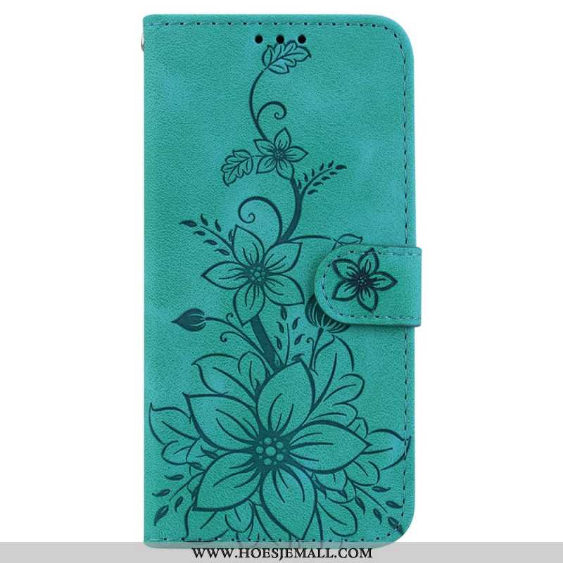 Leren Hoesje Samsung Galaxy S24 5g Bandje Bloemen Bescherming Hoesje