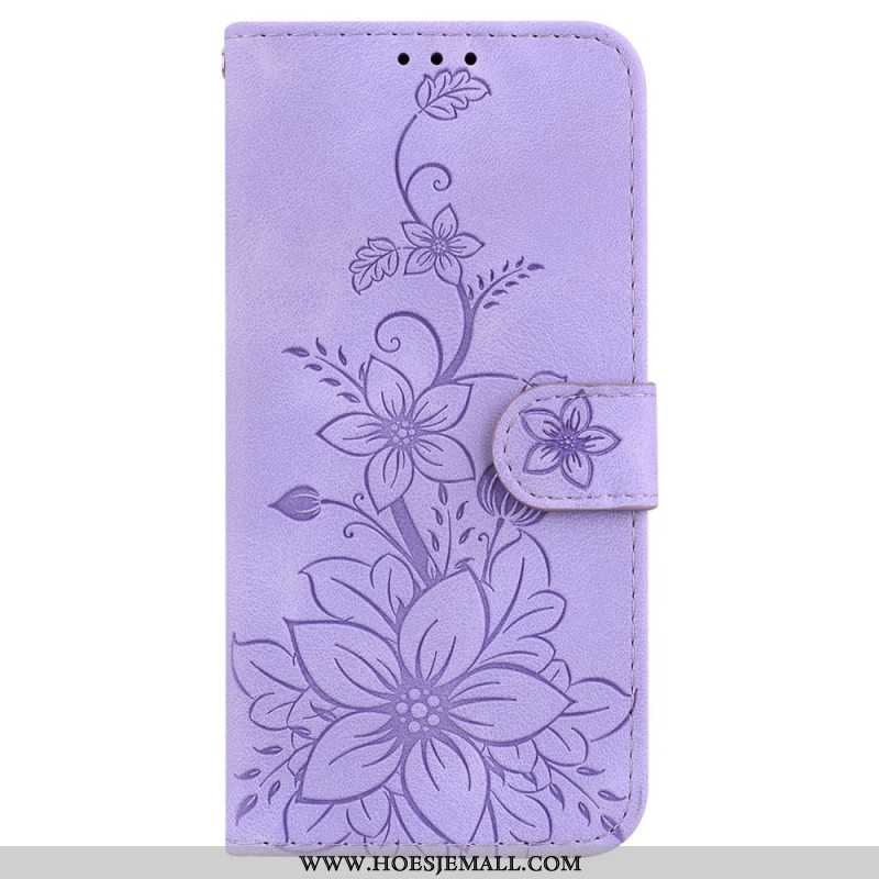 Leren Hoesje Samsung Galaxy S24 5g Bandje Bloemen Bescherming Hoesje