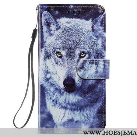 Folio-hoesje Samsung Galaxy S24 5g Witte Wolf Met Riem