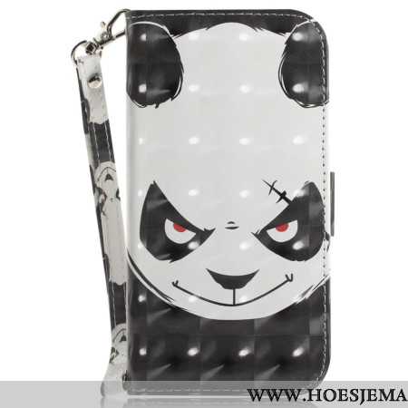 Leren Hoesje Samsung Galaxy S24 Fe Boze Panda Met Riem