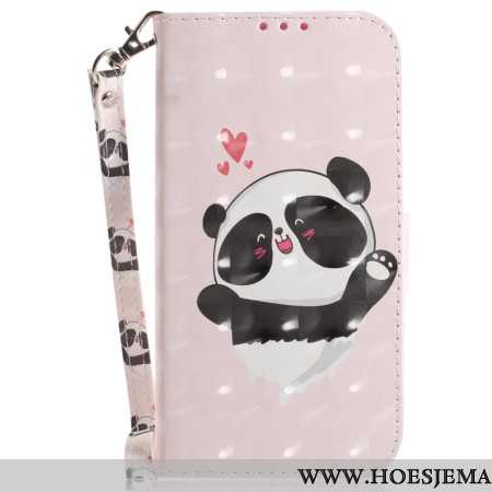 Folio-hoesje Samsung Galaxy S24 Fe Telefoonhoesje Panda Love Met Riempje