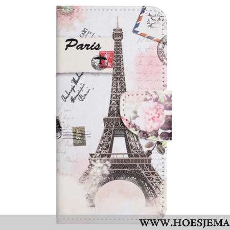 Leren Hoesje Voor Samsung Galaxy S24 Fe Vintage Eiffeltoren