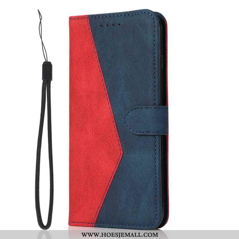 Flip Case Leren Samsung Galaxy S24 Fe Tweekleurige Stijlvolle Band