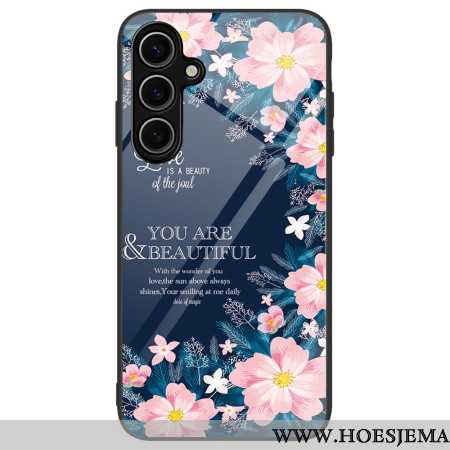 Case Hoesje Samsung Galaxy S24 Fe Telefoonhoesje Roze Bloemen Van Gehard Glas