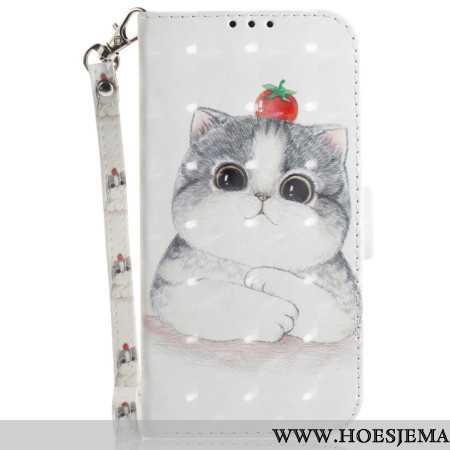 Folio-hoesje Samsung Galaxy S24 Fe Kat En Aardbei Met Riem