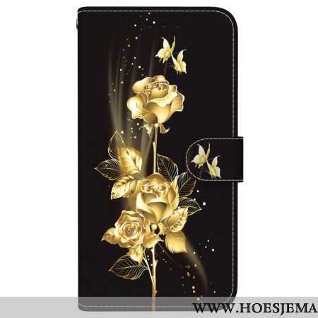 Folio-hoesje Samsung Galaxy S24 Fe Gouden En Roze Vlinders Met Riem