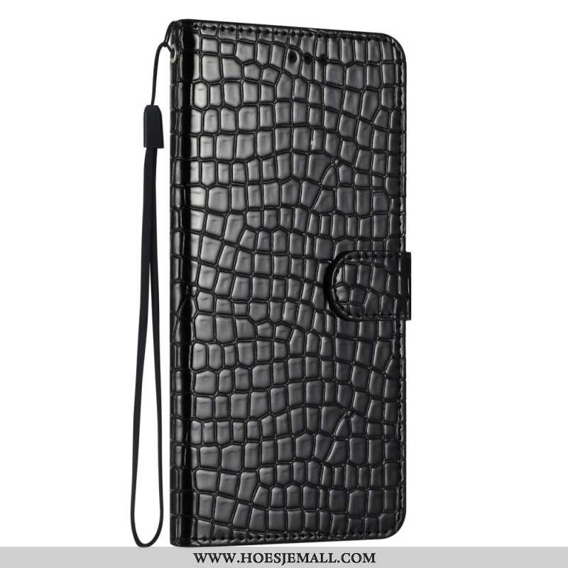 Leren Hoesje Samsung Galaxy S24 Fe Krokodilstijl Met Riem Bescherming Hoesje