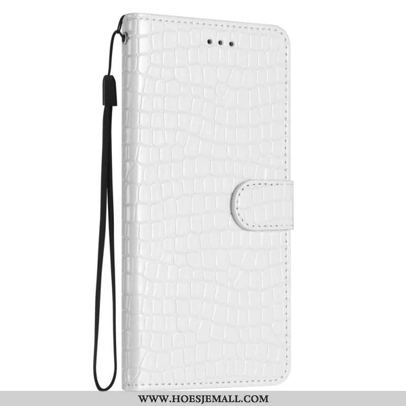 Leren Hoesje Samsung Galaxy S24 Fe Krokodilstijl Met Riem Bescherming Hoesje