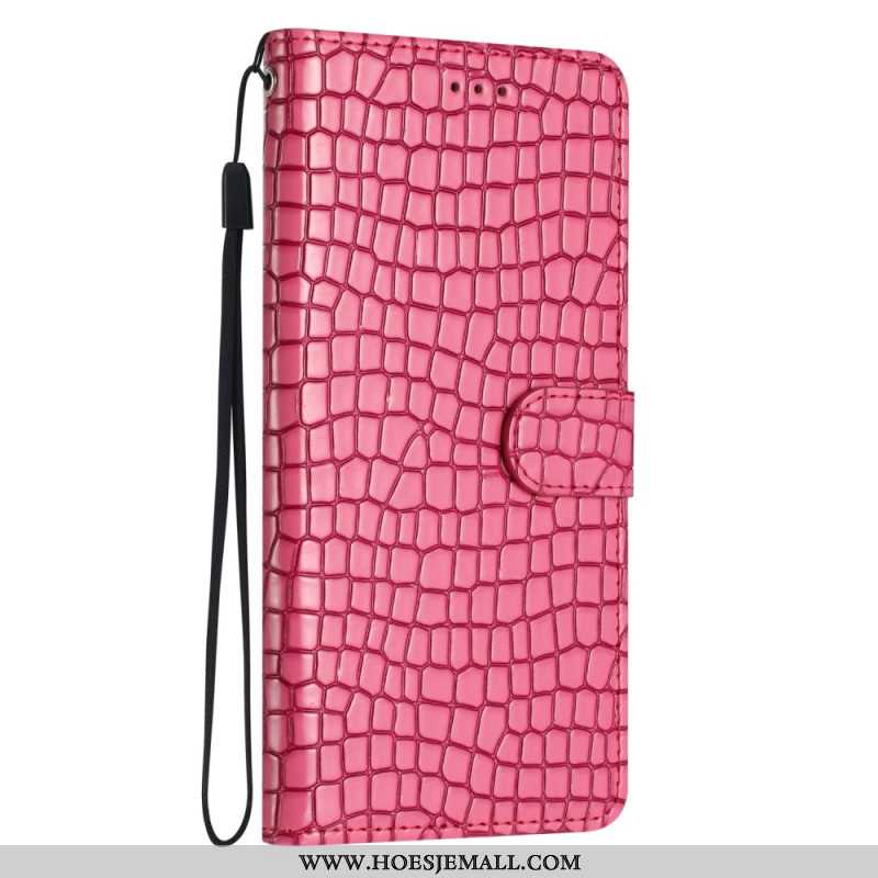 Leren Hoesje Samsung Galaxy S24 Fe Krokodilstijl Met Riem Bescherming Hoesje