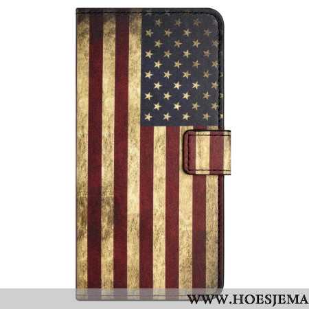 Leren Hoesje Voor Samsung Galaxy S24 Fe Vintage Amerikaanse Vlag