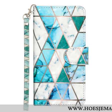 Bescherming Hoesje Samsung Galaxy S24 Fe Groen Marmer Met Riem