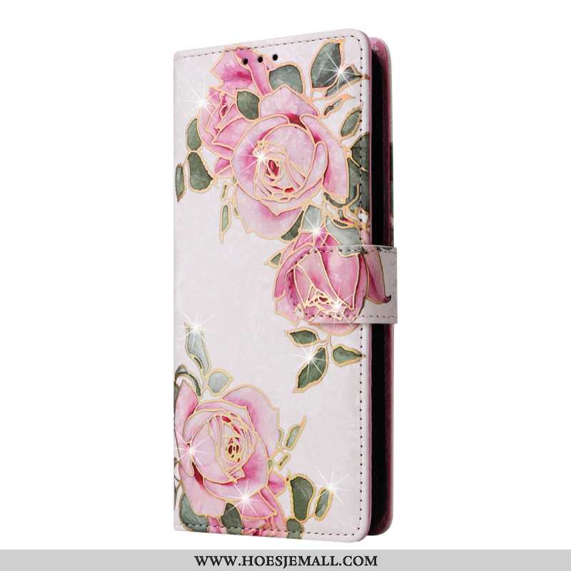 Leren Hoesje Samsung Galaxy S24 Fe Rfid Blokkerende Fleurettes Bescherming Hoesje