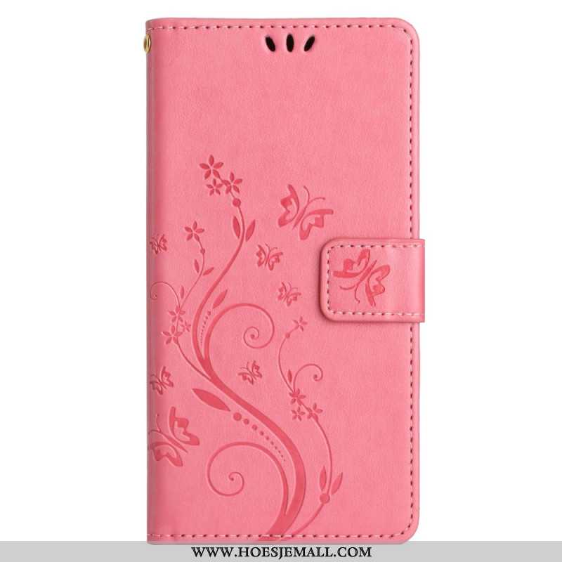 Leren Hoesje Samsung Galaxy S24 Fe Patroon Met Vlinders En Bloemen Bescherming Hoesje