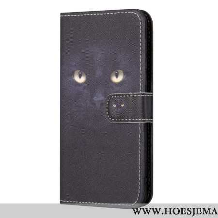 Leren Hoesje Samsung Galaxy S24 Fe Kattenogen Met Bandjes Bescherming Hoesje