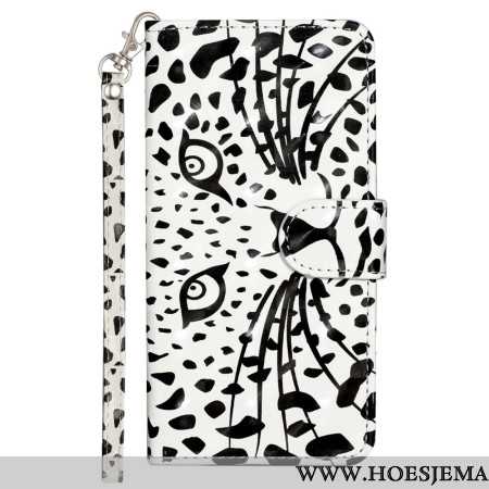 Flip Case Leren Samsung Galaxy S24 Fe Luipaardkop Met Riem