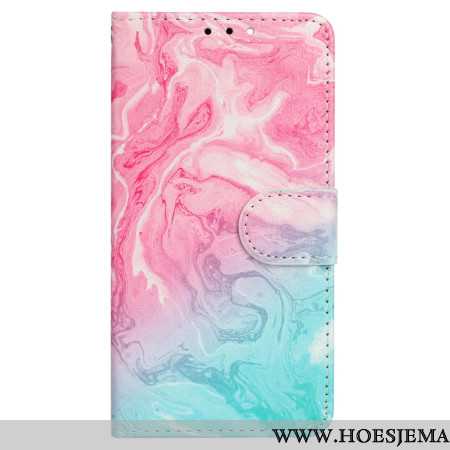 Flip Case Leren Samsung Galaxy S24 Fe Roze En Groen Marmer