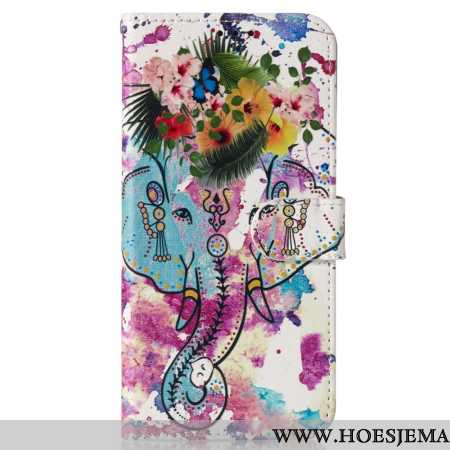 Leren Hoesje Voor Samsung Galaxy S24 Fe Bloem En Olifant