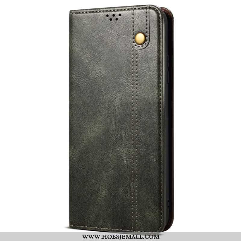 Folio-hoesje Samsung Galaxy S24 Fe Gewaxt Imitatieleer Bescherming Hoesje