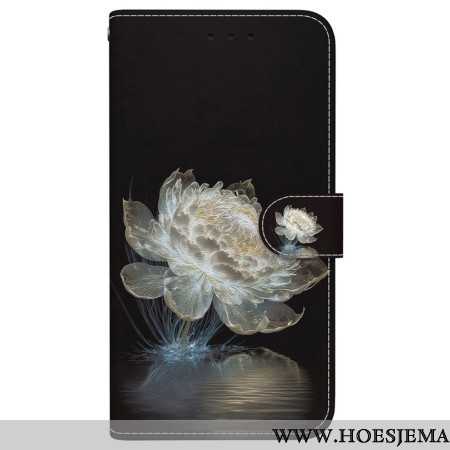 Leren Hoesje Samsung Galaxy S24 Fe Kristallen Pioen Met Riem Bescherming Hoesje