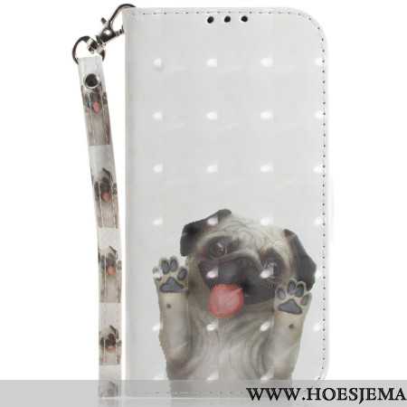 Leren Hoesje Samsung Galaxy S24 Fe Vastgebonden Mopshond Bescherming Hoesje