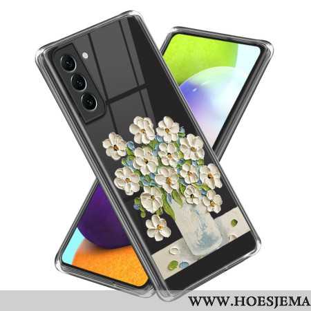 Hoesje Samsung Galaxy S24 Plus 5g Witte Bloemen Schilderij Bescherming Hoesje