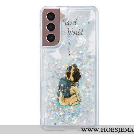 Case Hoesje Samsung Galaxy S24 Plus 5g Telefoonhoesje Vloeibare Glitterhond