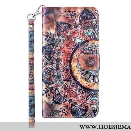 Leren Hoesje Samsung Galaxy S24 Plus 5g Mandala Roodtinten Met Bandje